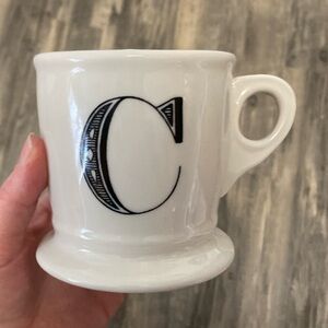 Anthropologie “C” Monogram Coffee Mug Retro Shave Style